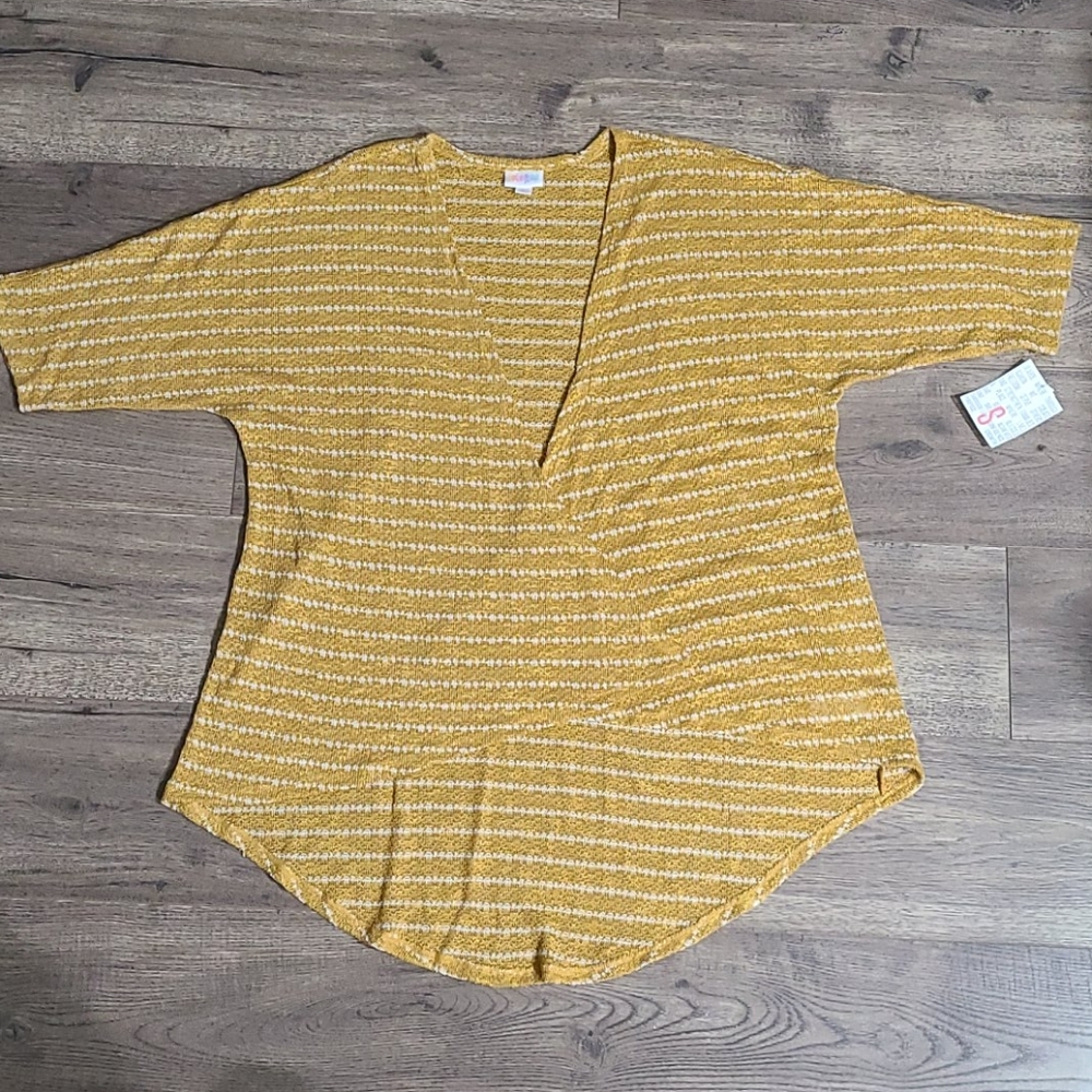 LuLaRoe Lindsay Small Mustard Stipe